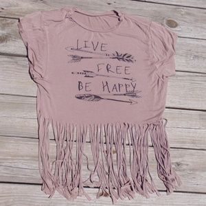 Taupe Fringe Boutique Style Tee